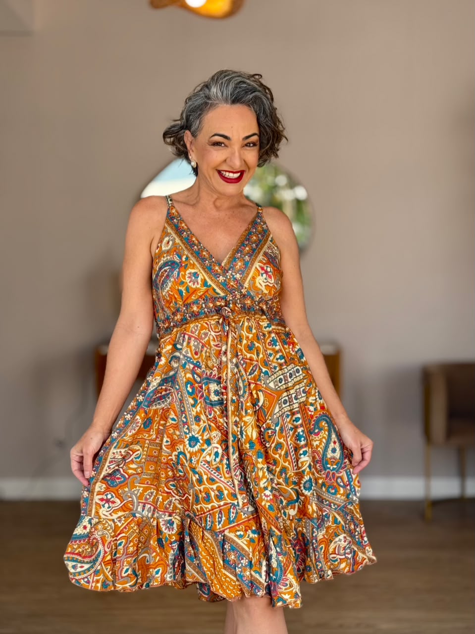 Vestido Indiano Curto Alça
