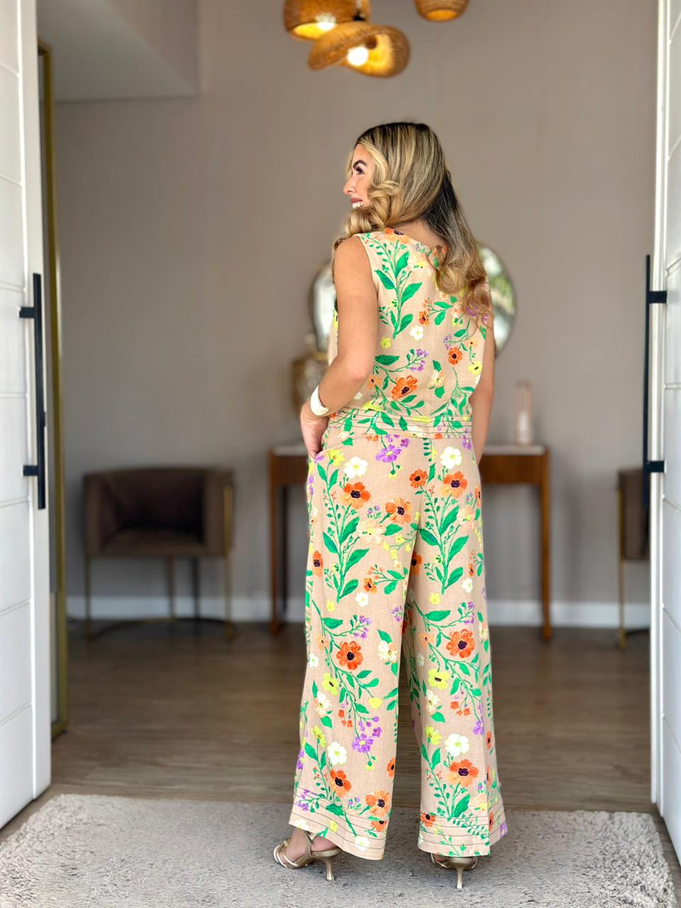 Conjunto Floral Linho