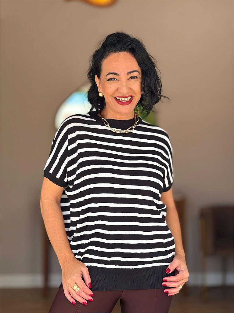 Blusa Modal Listras Plus - #DESCONTÃO PROGRESSIVO - M8