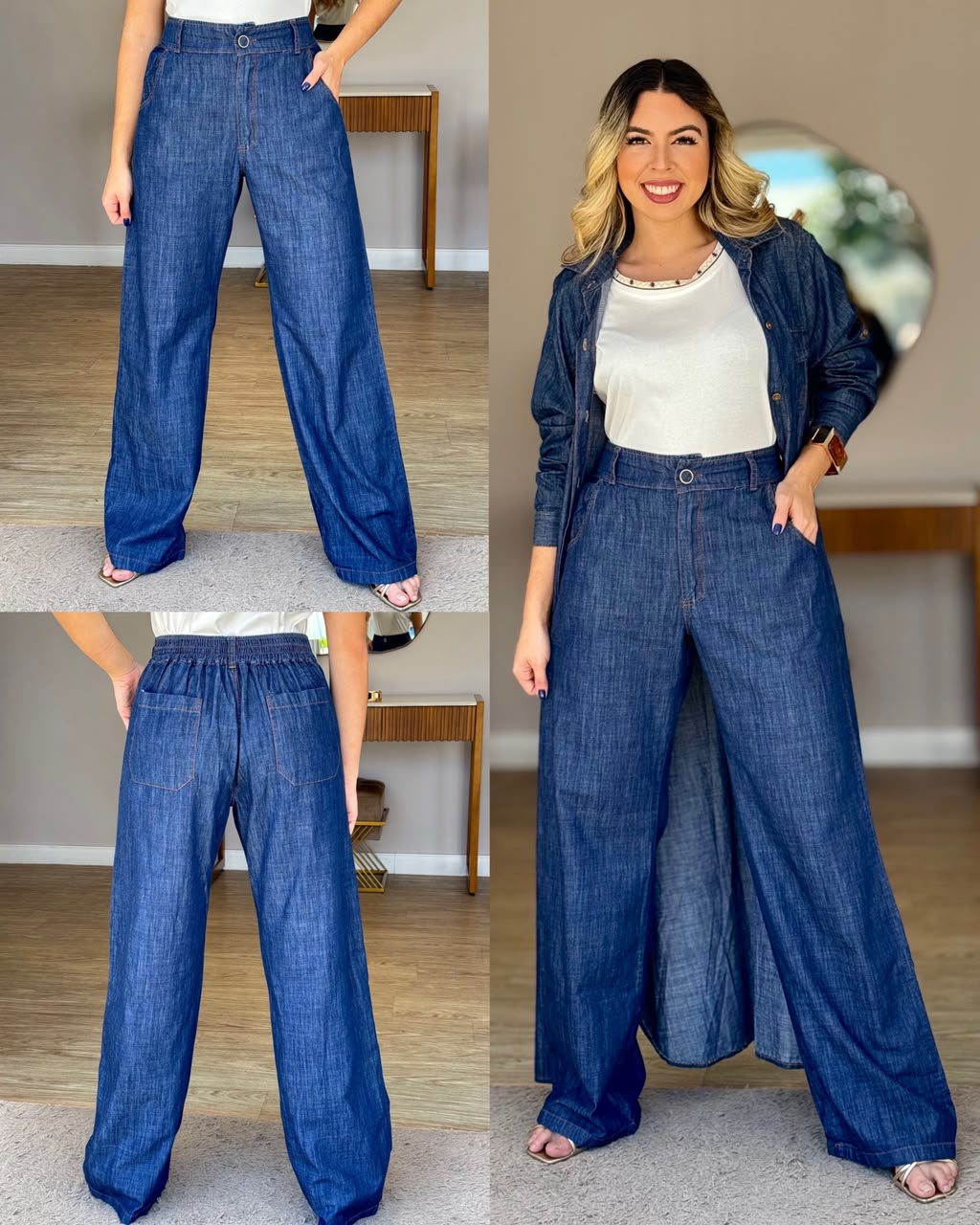 Calça Jeans Pantalona Sarjada