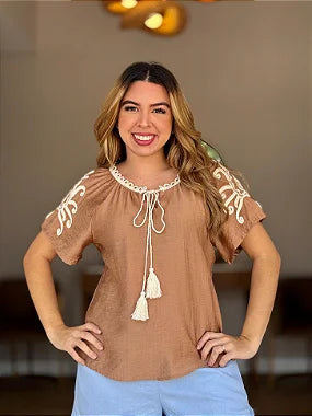 Blusa Gola Bordada #DESCONTÃO PROGRESSIVO - 734#