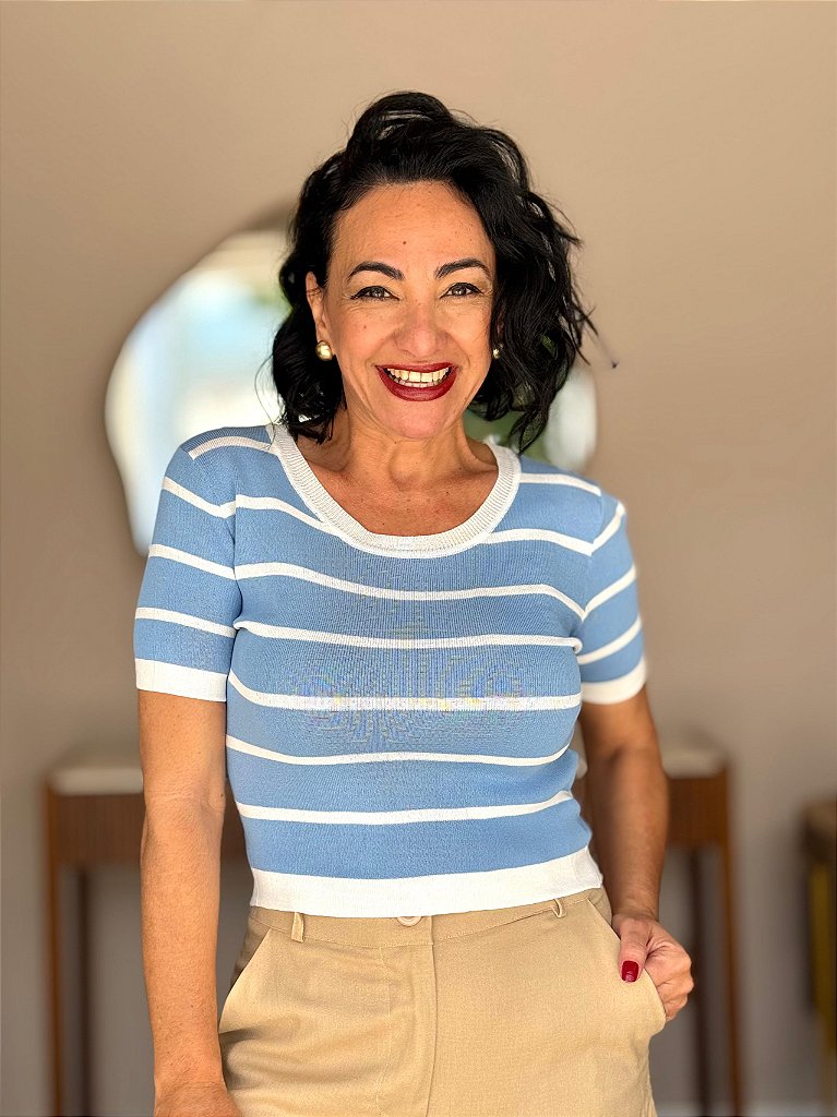 Blusa Modal Listrada Slim - #DESCONTÃO PROGRESSIVO - M3